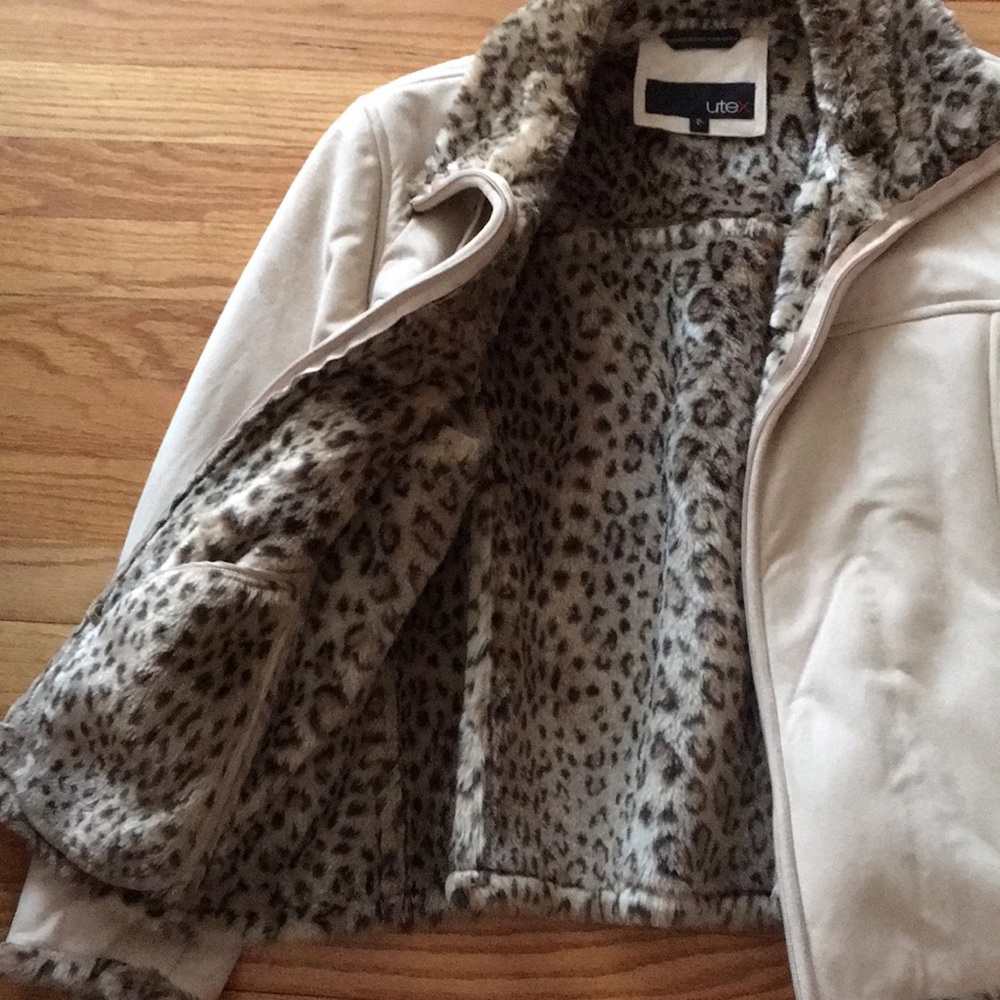 Utex Suede Tan And Leopard Print Jacket - image 2